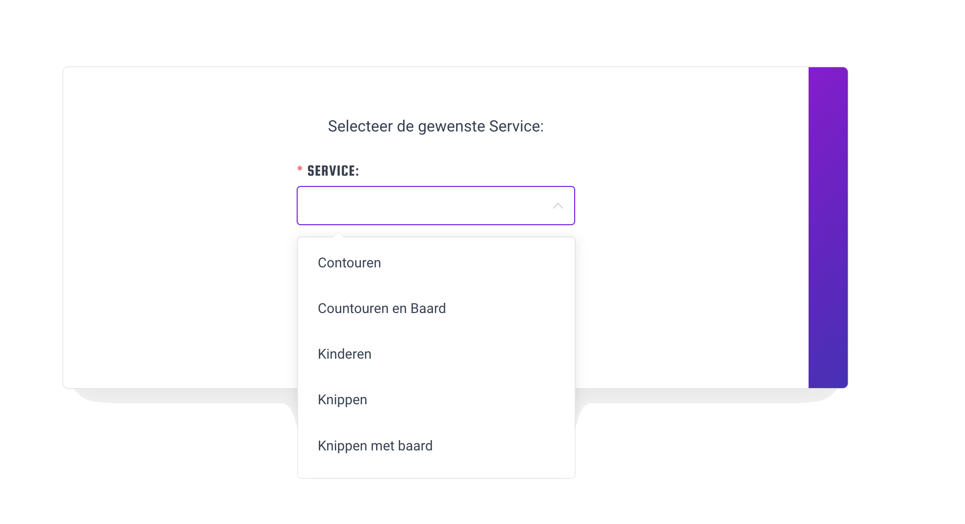 Boekingsflow: service en datum kiezen